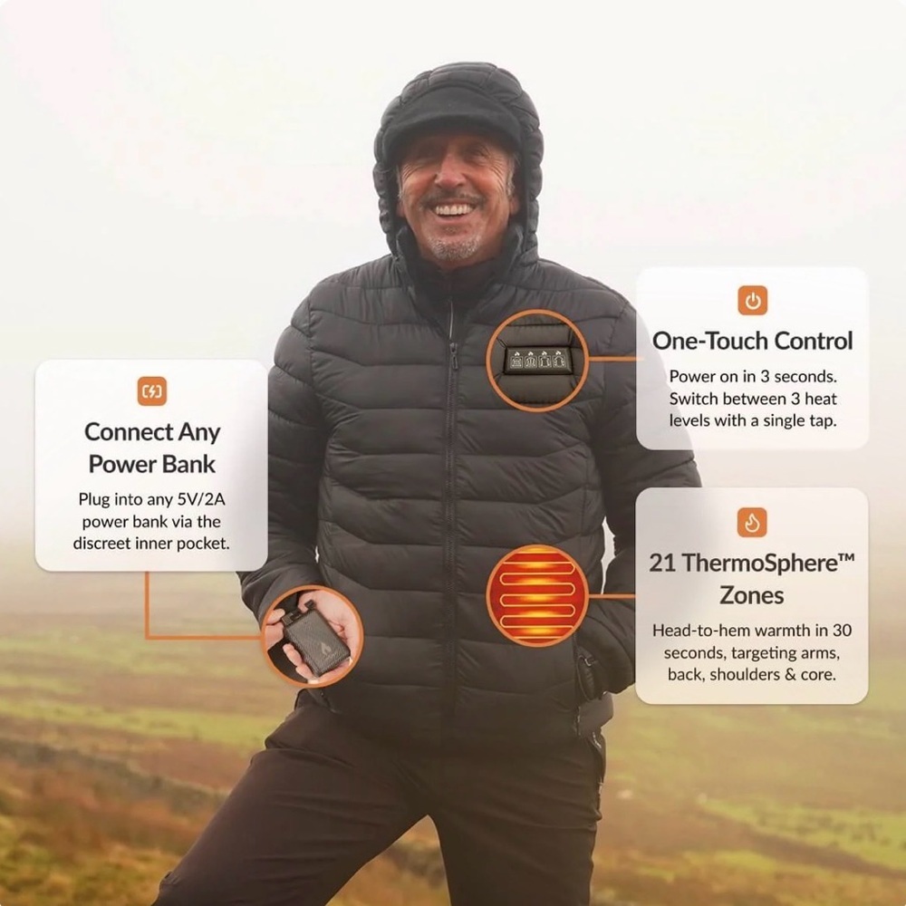 Toasty Body Heated Puffer Jacket Size Large with Power Bank - Picture 10 of 10